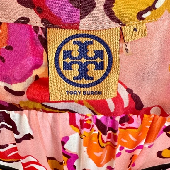 TORY BURCH, WOMENS SILK DRESS. PINK GRAPEFRUIT, WILDFLOWER DRESS. SIZE 4 - Picture 14 of 16